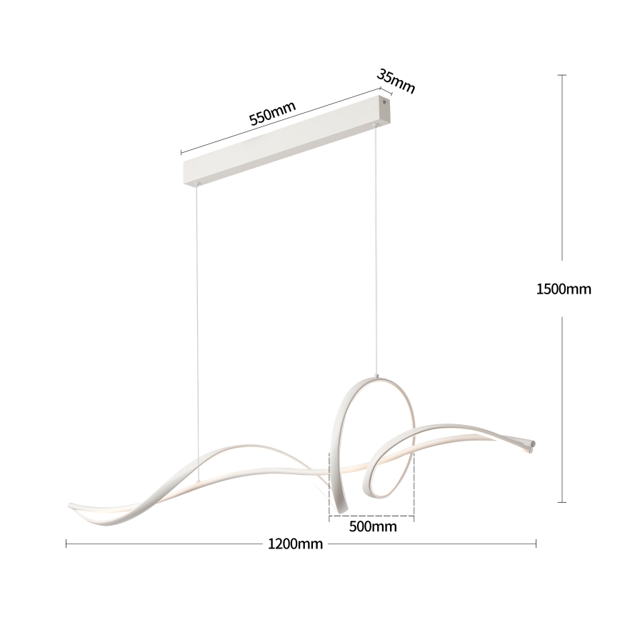 Brilagi - dimmbare seilabhängige LED-Pendelleuchte SIGNATURE LED/55W/230V 3000-6000K 120x23 cm weiß + Fernbedienung