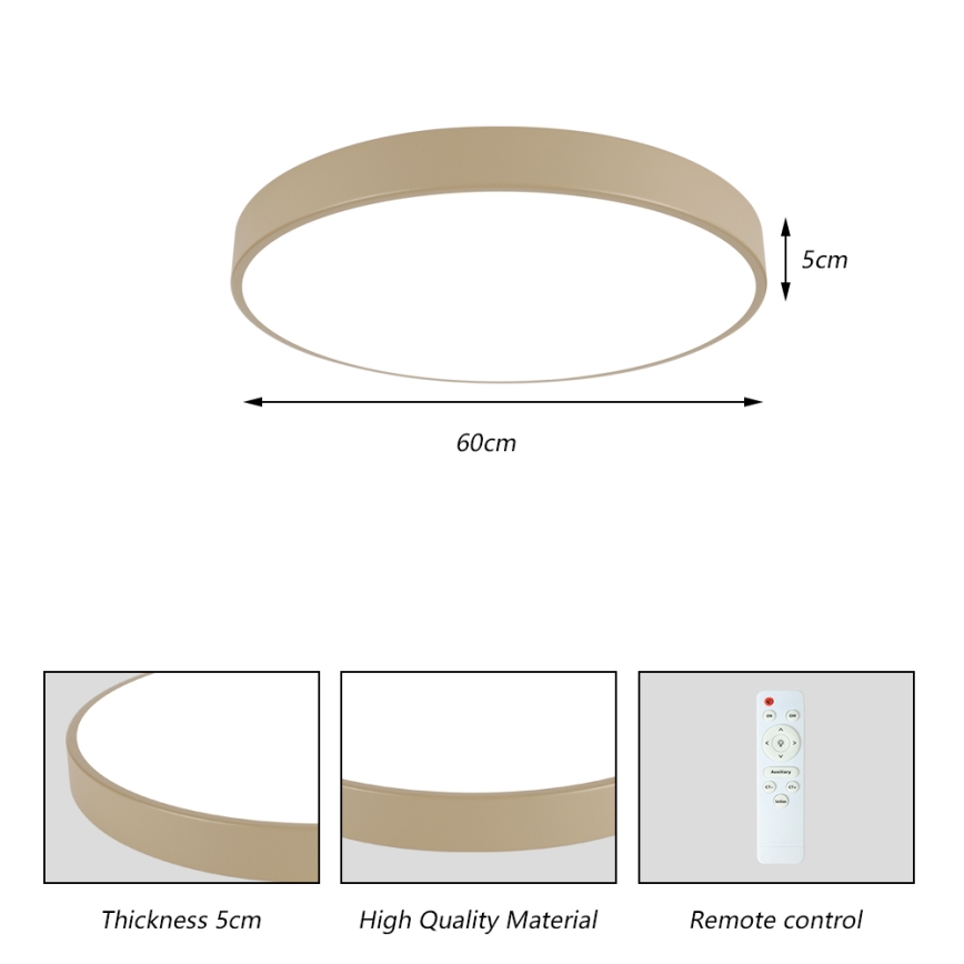 Brilagi - Dimmbare LED-Deckenleuchte POOL LED/60W/230V 3000-6000K Ø 60 cm beige + Fernbedienung