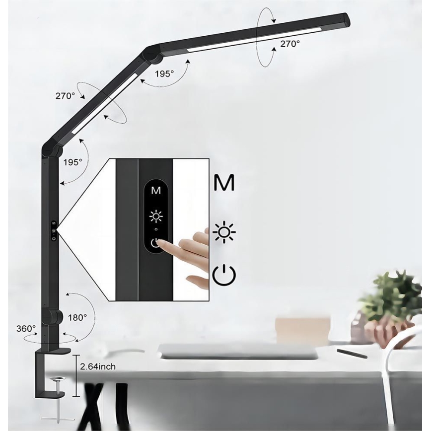 Brilagi - LED Dimmbar Touch flexible Tischleuchte VARIO LED/12W/230V 3000/4000/5000/6500K CRI 92 schwarz