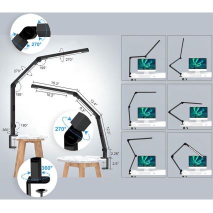 Brilagi - LED Dimmbar Touch flexible Tischleuchte VARIO LED/12W/230V 3000/4000/5000/6500K CRI 92 schwarz