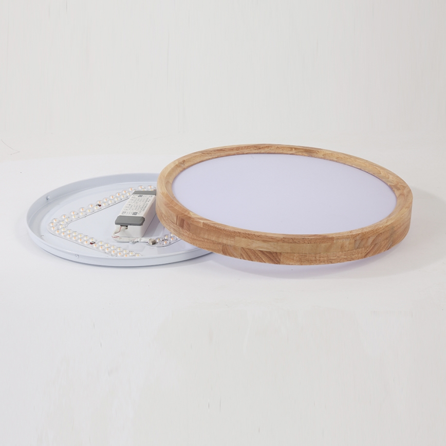 Brilagi - Dimmbare LED-Deckenleuchte WOODROUND LED/30W/230V 3000-6000K Ø 40 cm Holz CRI 90 + Fernbedienung