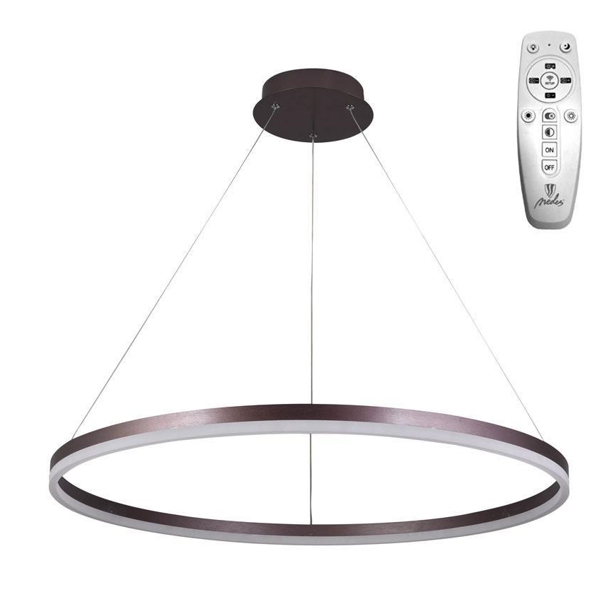 Brilagi - dimmbare LED-Pendelleuchte an Stahlseil CIRCLE LED/55W/230V 3000–6500K Ø 80 cm braun + Fernbedienung