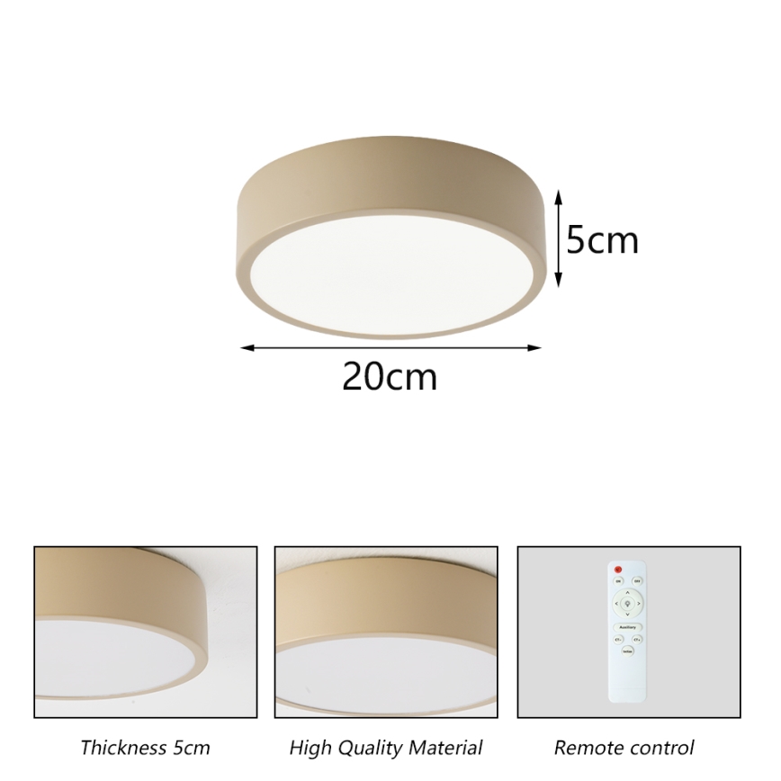 Brilagi - LED-dimmbare Deckenleuchte POOL LED/18W/230V 3000-6000K 20 cm beige + Fernbedienung