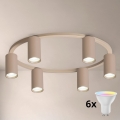 Brilagi - Dimmbare RGBW-LED-Deckenleuchte SELE 6xGU10/6,5W/230V 2700-6500K beige + Fernbedienung