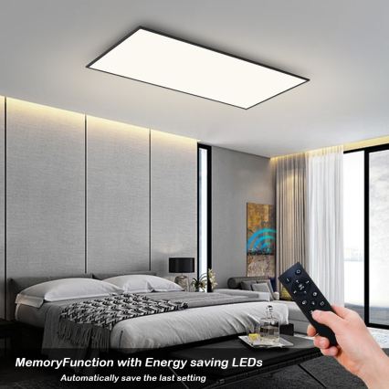 Brilagi - LED dimmbare Deckenleuchte SLIMFRAME LED/80W/230V 120x60 cm 3000-6000K schwarz + Fernbedienung