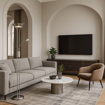 Brilagi - Dimmbare Stehleuchte SCARLETT 1xR7s/230W/230V + 1xG9/40W mattchrom