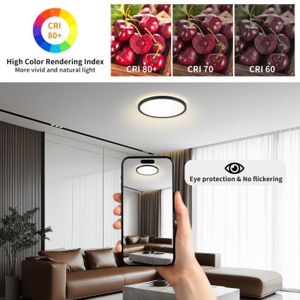 Brilagi - Dimmbare LED-Deckenleuchte ULTRA SLIM LED/24W/230V 2700-6500K Durchmesser 42 cm schwarz + Fernbedienung