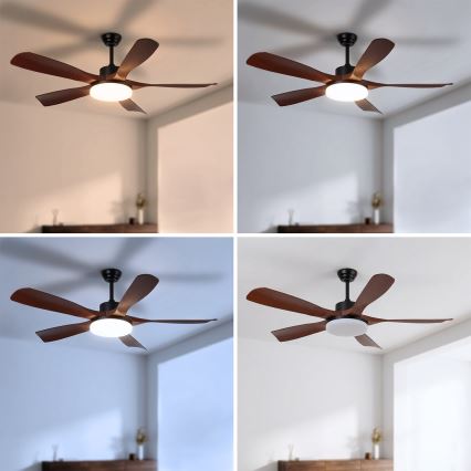Brilagi - LED-dimmbarer Deckenventilator LED/34W/230V 132 cm schwarz/braun + Fernbedienung