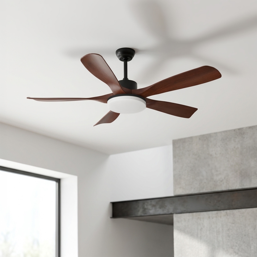 Brilagi - LED-dimmbarer Deckenventilator LED/34W/230V 132 cm schwarz/braun + Fernbedienung