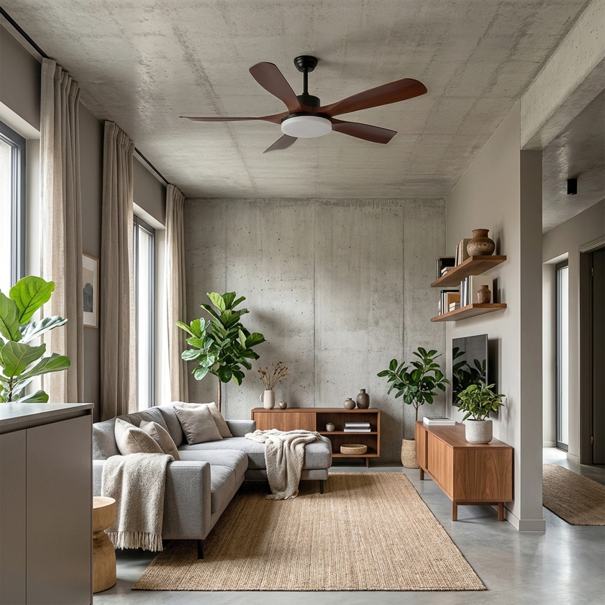 Brilagi - LED-dimmbarer Deckenventilator LED/34W/230V 132 cm schwarz/braun + Fernbedienung