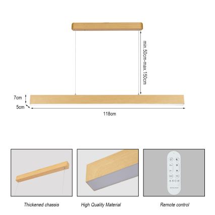 Brilagi - dimmbarer LED-Kronleuchter SLEEKLINE SMART LED/40W/230V Wi-Fi Tuya Eichen-Dekor + Fernbedienung