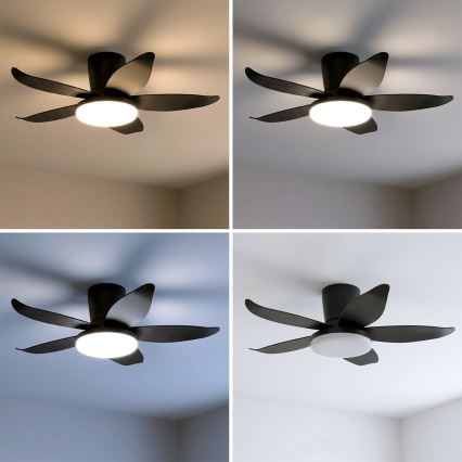 Brilagi - Dimmbarer LED-Deckenventilator, 32 W, 230 V, Ø 95 cm, schwarz, mit Fernbedienung