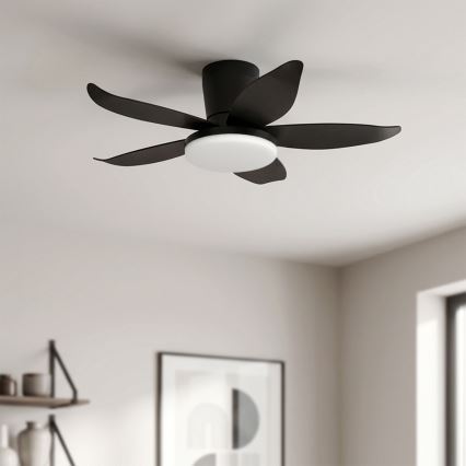 Brilagi - Dimmbarer LED-Deckenventilator, 32 W, 230 V, Ø 95 cm, schwarz, mit Fernbedienung