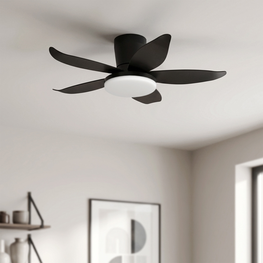 Brilagi - Dimmbarer LED-Deckenventilator, 32 W, 230 V, Ø 95 cm, schwarz, mit Fernbedienung