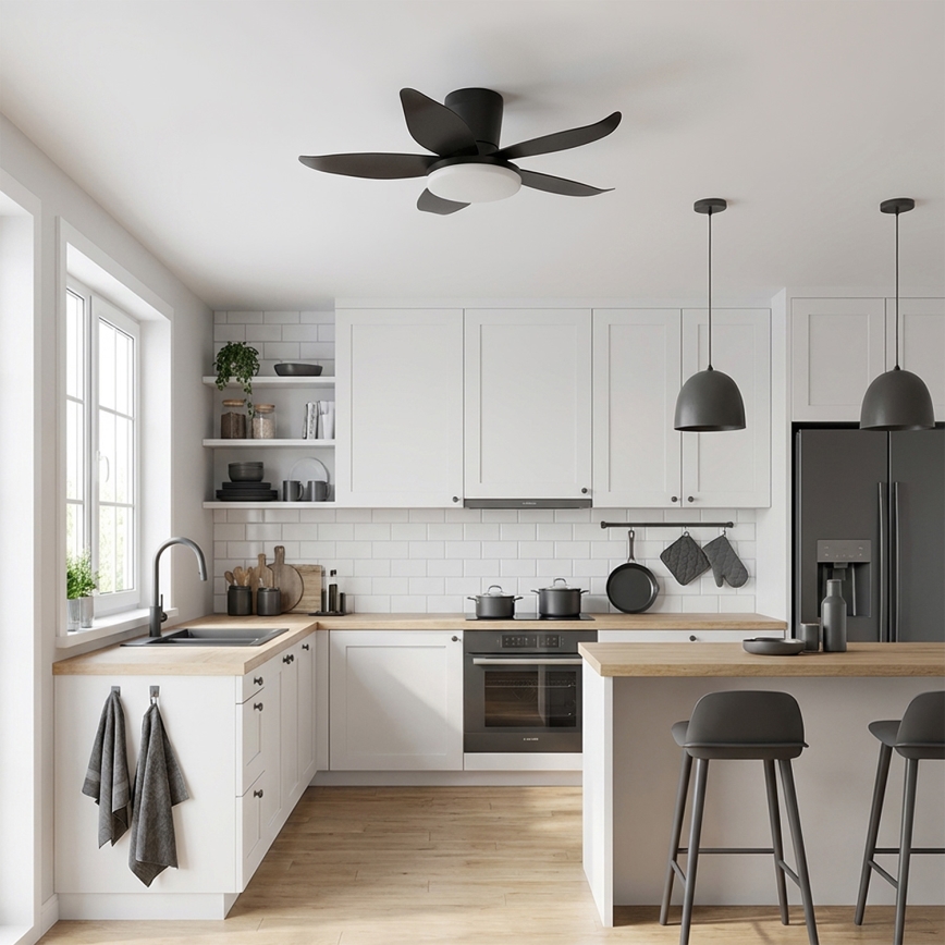 Brilagi - Dimmbarer LED-Deckenventilator, 32 W, 230 V, Ø 95 cm, schwarz, mit Fernbedienung