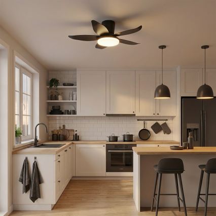 Brilagi - Dimmbarer LED-Deckenventilator, 32 W, 230 V, Ø 95 cm, schwarz, mit Fernbedienung