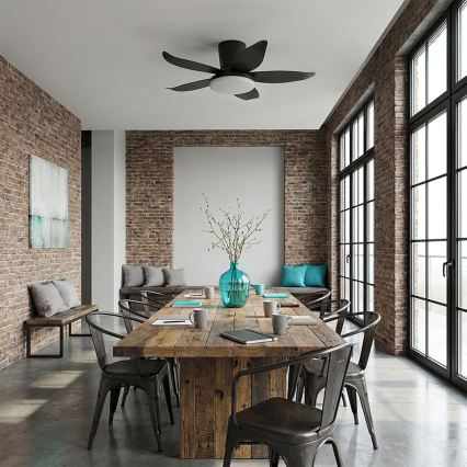 Brilagi - Dimmbarer LED-Deckenventilator, 32 W, 230 V, Ø 95 cm, schwarz, mit Fernbedienung