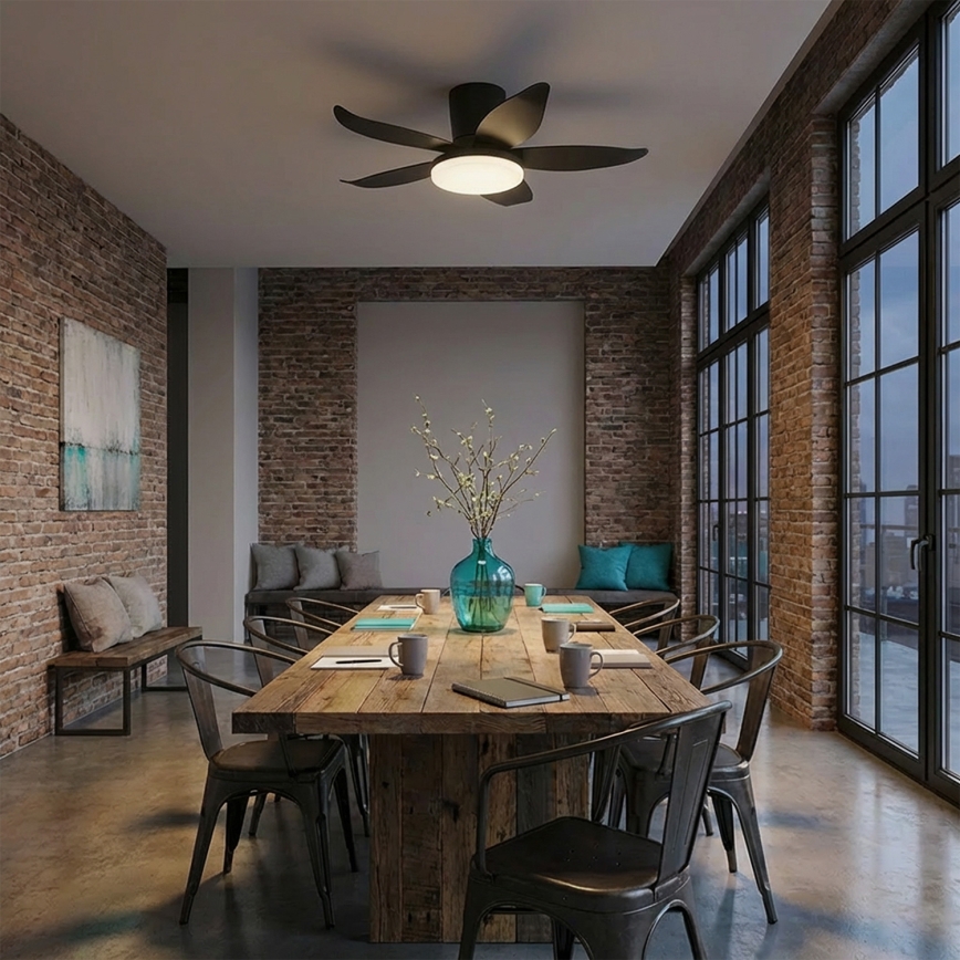 Brilagi - Dimmbarer LED-Deckenventilator, 32 W, 230 V, Ø 95 cm, schwarz, mit Fernbedienung