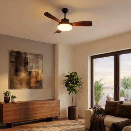 Brilagi - LED dimmbarer Deckenventilator LED/34W/230V 106 cm schwarz/braun + Fernbedienung