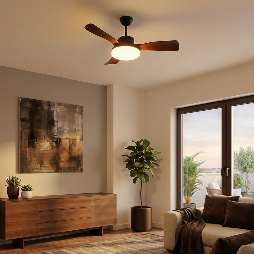 Brilagi - LED dimmbarer Deckenventilator LED/34W/230V 106 cm schwarz/braun + Fernbedienung