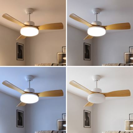 Brilagi - LED dimmbarer Deckenventilator LED/34W/230V 106 cm weiß/braun + Fernbedienung