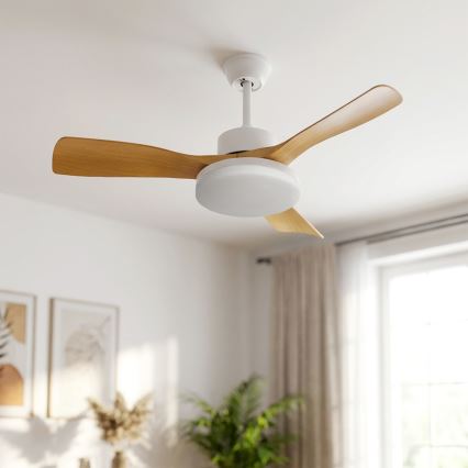 Brilagi - LED dimmbarer Deckenventilator LED/34W/230V 106 cm weiß/braun + Fernbedienung