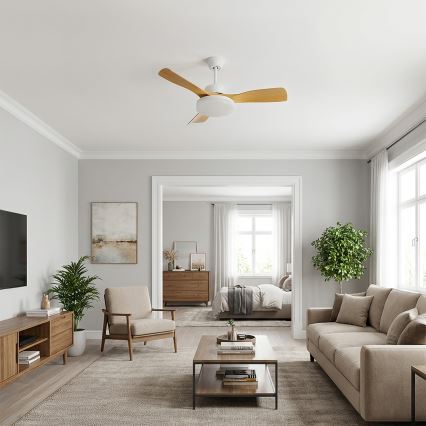 Brilagi - LED dimmbarer Deckenventilator LED/34W/230V 106 cm weiß/braun + Fernbedienung