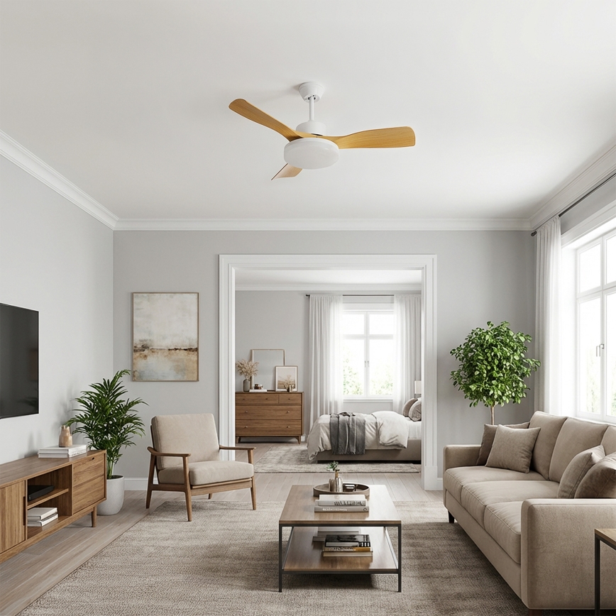Brilagi - LED dimmbarer Deckenventilator LED/34W/230V 106 cm weiß/braun + Fernbedienung