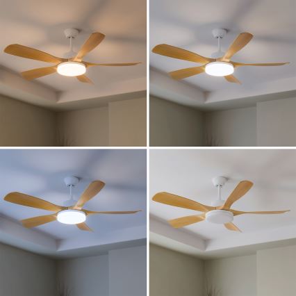 Brilagi - LED-dimmbarer Deckenventilator LED/34W/230V 132 cm weiß/braun + Fernbedienung