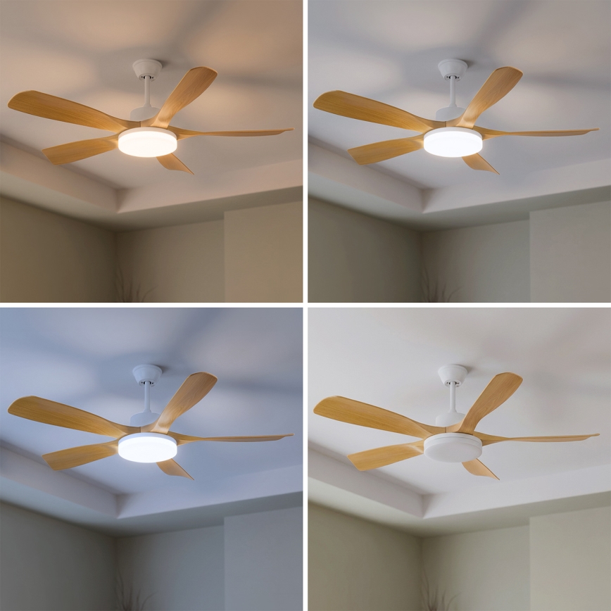 Brilagi - LED-dimmbarer Deckenventilator LED/34W/230V 132 cm weiß/braun + Fernbedienung