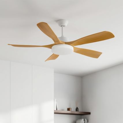 Brilagi - LED-dimmbarer Deckenventilator LED/34W/230V 132 cm weiß/braun + Fernbedienung