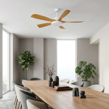 Brilagi - LED-dimmbarer Deckenventilator LED/34W/230V 132 cm weiß/braun + Fernbedienung