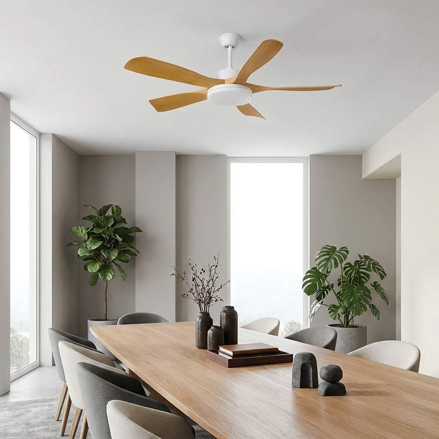 Brilagi - LED-dimmbarer Deckenventilator LED/34W/230V 132 cm weiß/braun + Fernbedienung