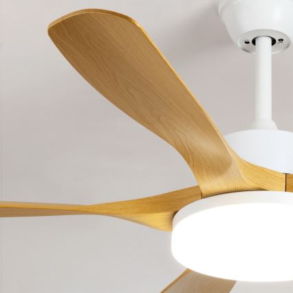 Brilagi - LED-dimmbarer Deckenventilator LED/34W/230V 132 cm weiß/braun + Fernbedienung