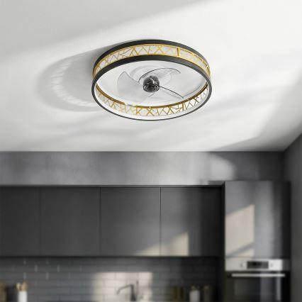 Brilagi - LED dimmbarer Deckenventilator LED/34W/230V 3000-6500K Ø 50 cm schwarz/gold + Fernbedienung
