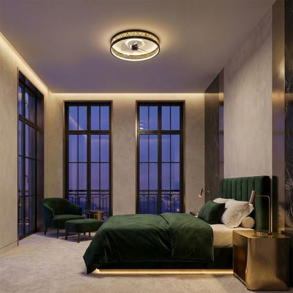 Brilagi - LED dimmbarer Deckenventilator LED/34W/230V 3000-6500K Ø 50 cm schwarz/gold + Fernbedienung