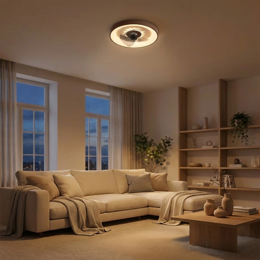 Brilagi - Dimmbarer LED-Deckenventilator LED/34W/230V Ø 46 cm braun + Fernbedienung