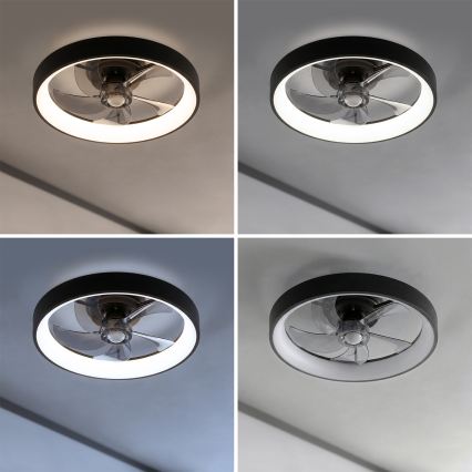 Brilagi - dimmbarer LED-Deckenventilator 34 W / 230 V, 3000-6500 K, Ø 50 cm, schwarz, mit Fernbedienung