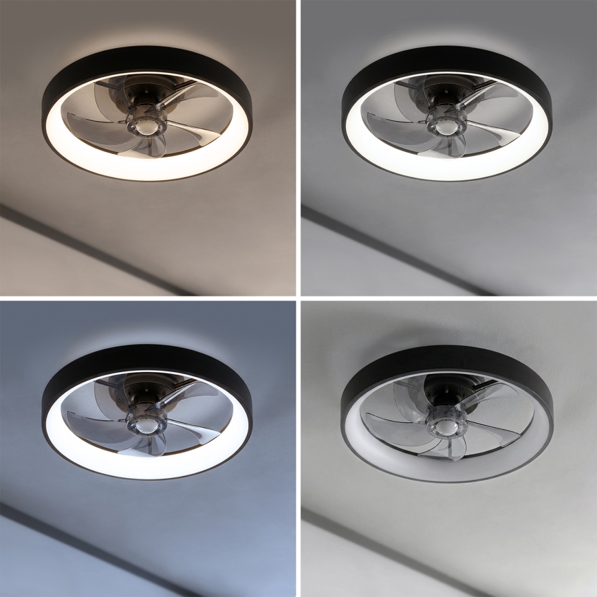 Brilagi - dimmbarer LED-Deckenventilator 34 W / 230 V, 3000-6500 K, Ø 50 cm, schwarz, mit Fernbedienung