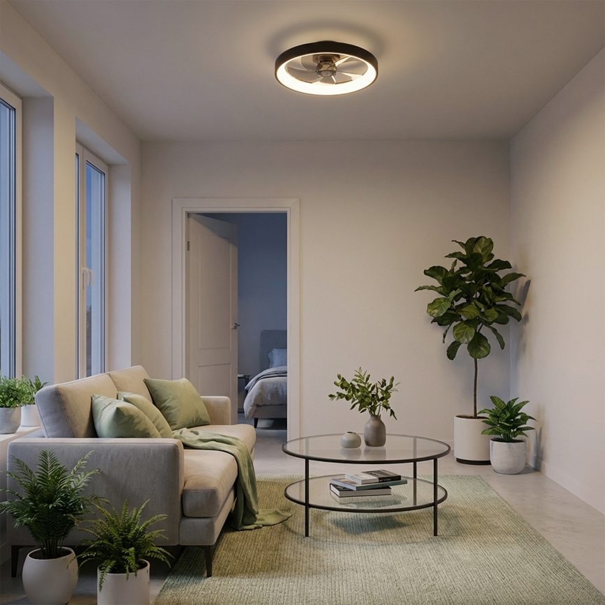 Brilagi - dimmbarer LED-Deckenventilator 34 W / 230 V, 3000-6500 K, Ø 50 cm, schwarz, mit Fernbedienung