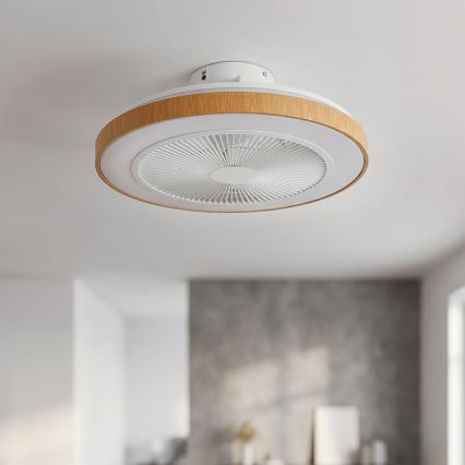 Brilagi - Dimmbarer LED-Deckenventilator LED/38W/230V 50 cm weiß/braun + Fernbedienung