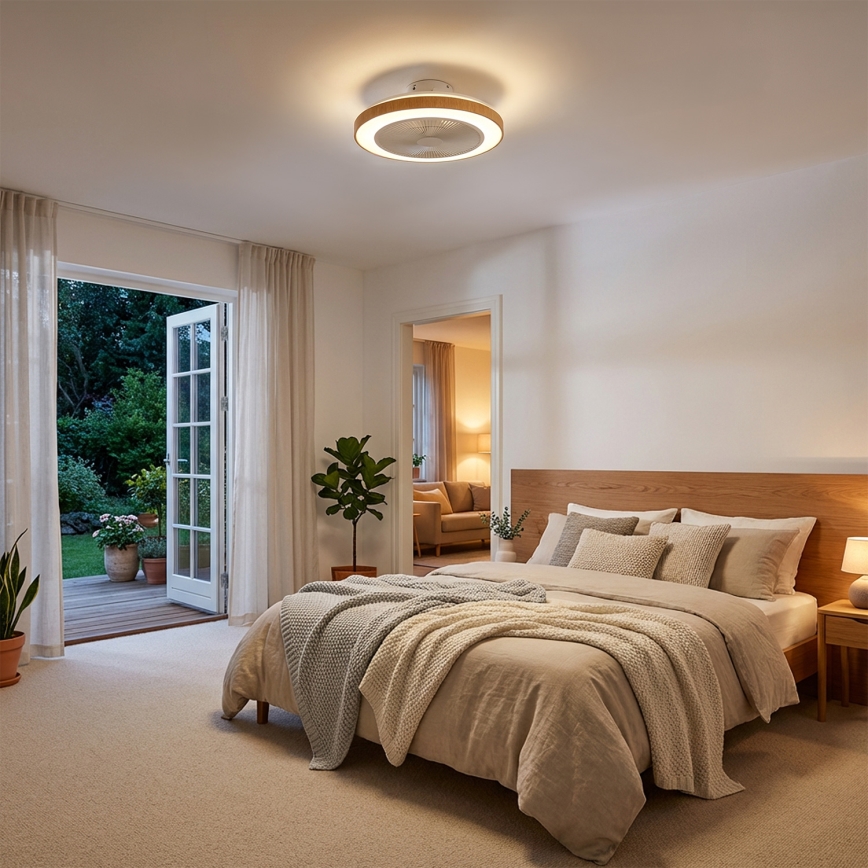 Brilagi - Dimmbarer LED-Deckenventilator LED/38W/230V 50 cm weiß/braun + Fernbedienung