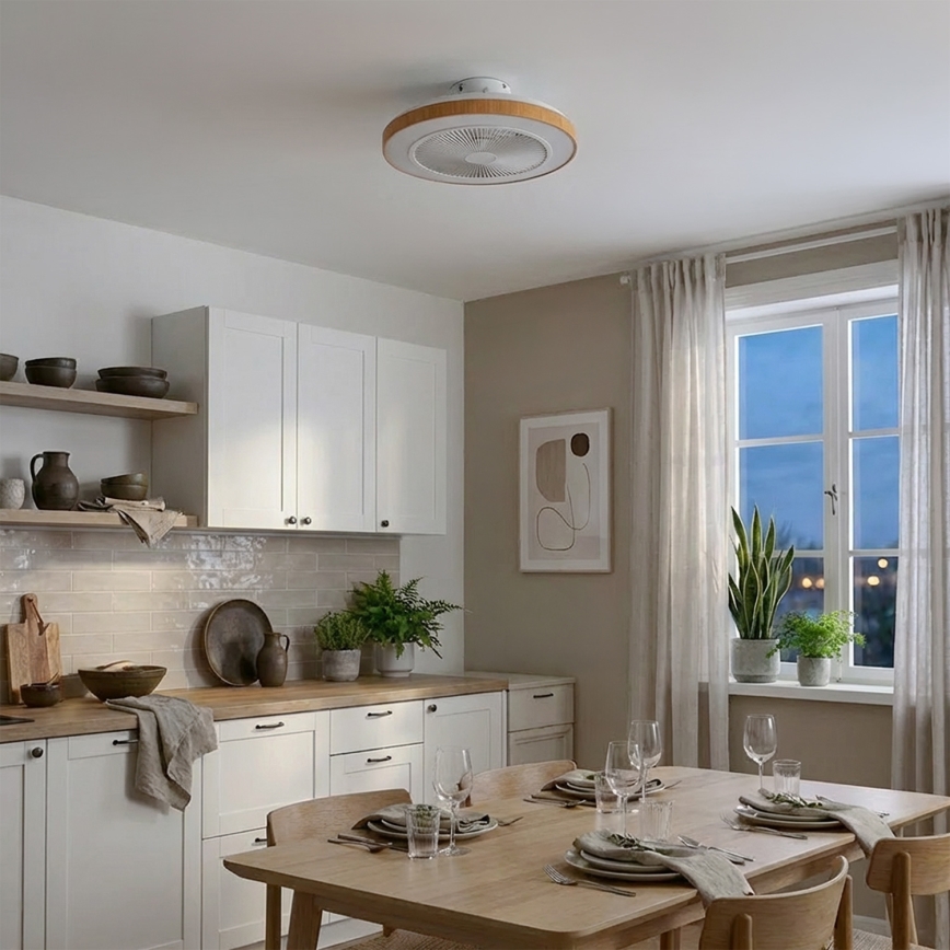 Brilagi - Dimmbarer LED-Deckenventilator LED/38W/230V 50 cm weiß/braun + Fernbedienung