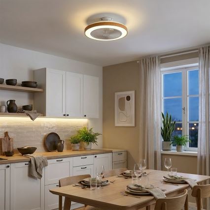Brilagi - Dimmbarer LED-Deckenventilator LED/38W/230V 50 cm weiß/braun + Fernbedienung