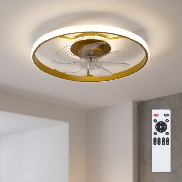 Brilagi - Dimmbarer LED-Deckenventilator LED/66W/230V 55 cm weiß/gold + Fernbedienung