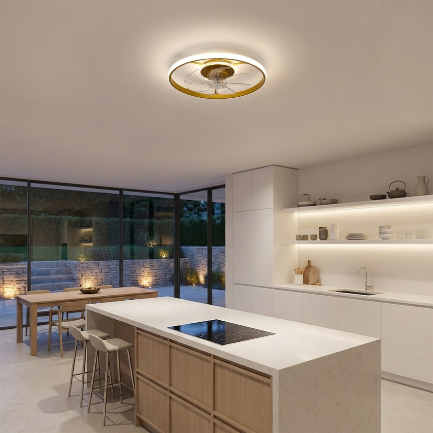 Brilagi - LED-dimmbarer Deckenventilator LED/66W/230V 3000-6500K Ø 55 cm weiß/gold + Fernbedienung