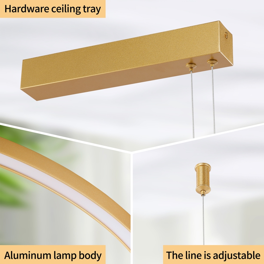 Brilagi - PORTOFINO LED dimmbare Hängeleuchte mit Seilaufhängung LED/98W/230V 3000-6000K goldfarben + Fernbedienung