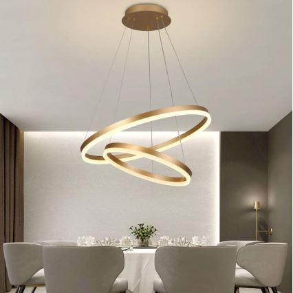 Brilagi - Dimmbarer LED-Kronleuchter CIRCLE LED/70W/230V 3000-6500K golden + Fernbedienung