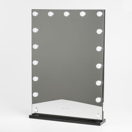 BRILAGI - dimmbarer LED-Make-up-Spiegel HOLLYWOOD LED/15W/230V CCT + 2x USB 55x77 cm schwarz