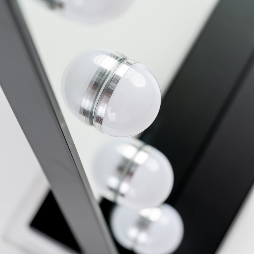BRILAGI - dimmbarer LED-Make-up-Spiegel HOLLYWOOD LED/15W/230V CCT + 2x USB 60x50 cm schwarz